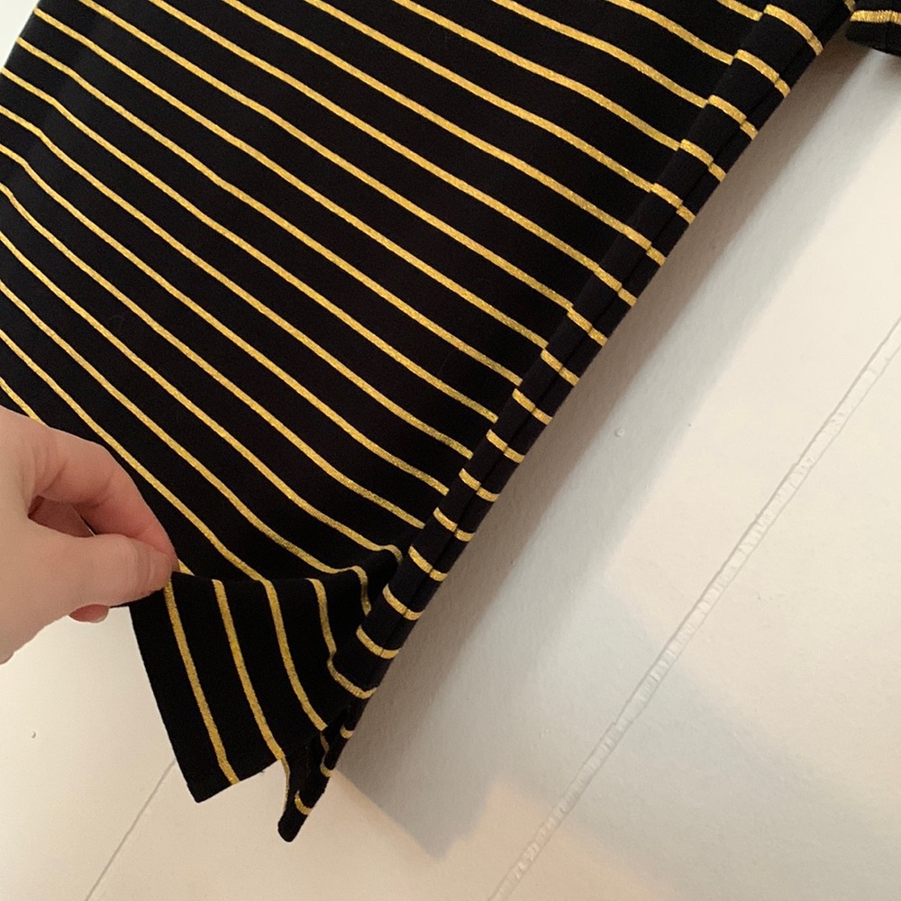 🖤Lauren Ralph Lauren Boat Neck Top Black w/ Gold Sparkling Stripes Cotton NEW🖤 - Picture 4 of 12
